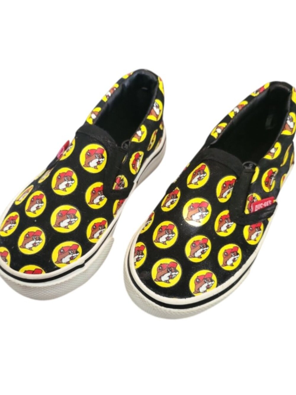 Buc-ees Slip-On Sneakers in Black with Yellow Graphic Print All-over beaver